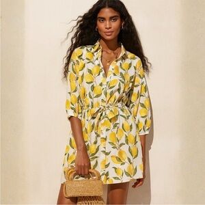 J. Crew Cinched Shirt Dress in Limoncello Cotton Voile Size Small